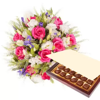 Кампунг Сунгай Ханчинг цветя- Принцеса розово с шоколадови бонбони Цвете Доставка