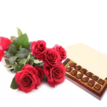 Cervenany květiny- Jednoduše růže a čokolády Květ Dodávka