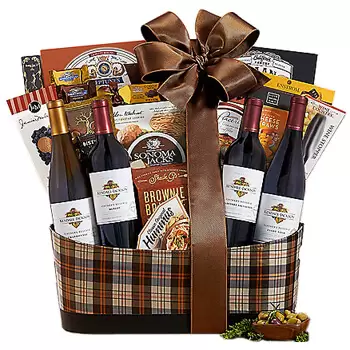 Nicaragua flowers  -  Wine Celebration Quartet Gift Basket  Delivery