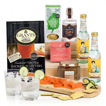 Manchester online Florist - Manchester Signature Gin and Savory Snacks Gi Bouquet