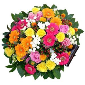 ดอกไม้ เบอร์เกน - กระเช้าดอกไม้รื่นเริง ช่อดอกไม้/การจัดวางดอกไม้