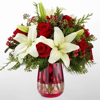 flores Bergen floristeria -  Lirios en ramo rojo Ramo de flores/arreglo floral