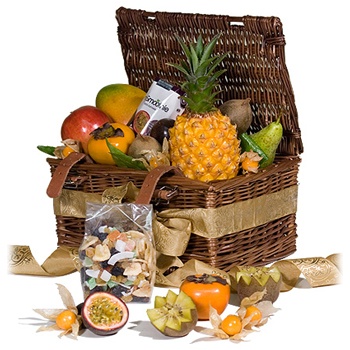 Bergen online Blomsterhandler - Tropiske frugter og gourmet-snacks Buket