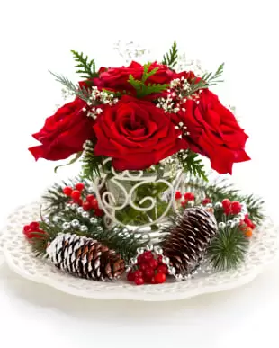 Σέφιλντ λουλούδια- Χριστουγεννιάτικη ρύθμιση Μπουκέτο/ρύθμιση λουλουδιών