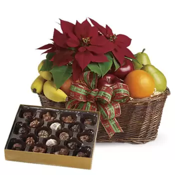 Londen online bloemist - Fruitige kerstster en chocolaatjes Boeket