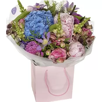 Leeds blomster- Pioner og hortensiaer Blomsterarrangementer bukett