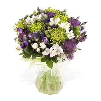 Londen bloemen bloemist- Paarse en groene schoonheid Boeket/bloemstuk
