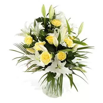 לידס פרחים- תענוגות צהובים ולבנים זר פרחים/סידור פרחים