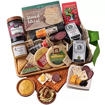 Miami online Florist - Cheer of Cheese Gift Basket Bouquet