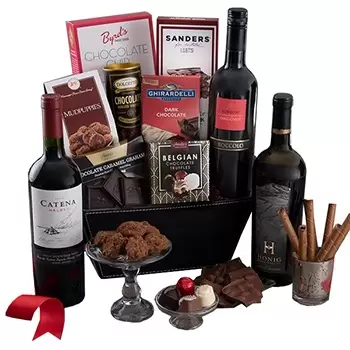USA flowers  -  Love in the Dark Gourmet Gift Basket Flower Delivery