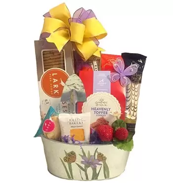 New York online Florist - Spring Delights Gift Basket Bouquet