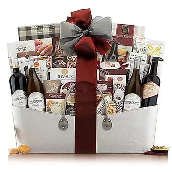 Los Angeles online Florist - Ultimate Holiday Basket with Ferrari-Carano Bouquet