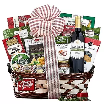 USA, United States flowers  -  Wine and Cookies Gourmet Assortment  Delivery