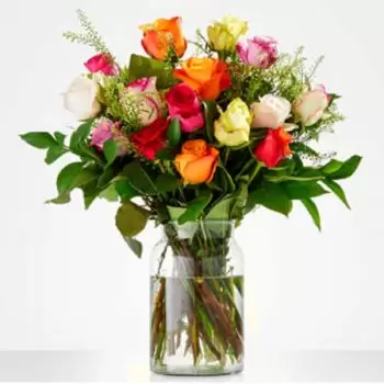 Buurmalsen-virágok- Csokor színes rózsák Virág Szállítás