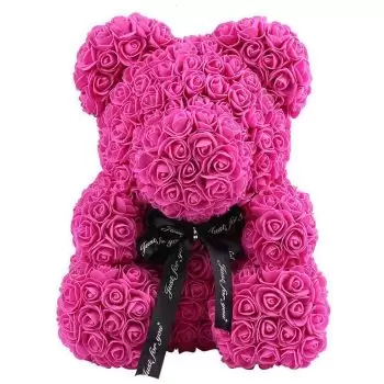 Peñal bunga- Mewah Pink Rose Teddy Bunga Penghantaran