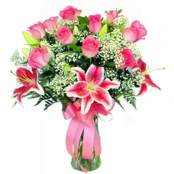 Madinat Ḩamad bunga- Kelopak merah muda Rangkaian bunga karangan bunga