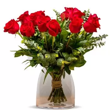 Barañain kwiaty- Lyon 15 Czerwonych Róż Kwiat Dostawy