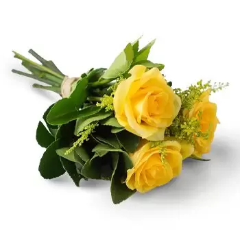 بائع زهور أكاراو- باقة من 3 ورود صفراء زهرة التسليم