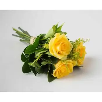 브라질 꽃- 노란 장미 3개 꽃다발 꽃 배달