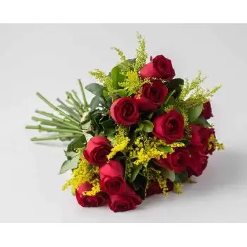 Sao Paulo online květinářství - Speciální kytice z 15 červených růží a listů Kytice