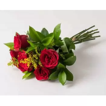 Almofala flori- Buchet de 6 Trandafiri Rosii Floare Livrare