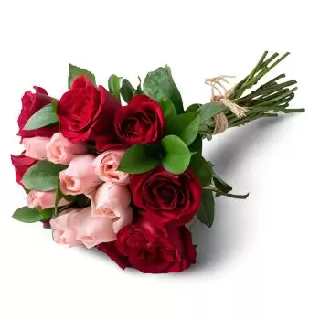 Anel květiny- Kytice z 15 dvoubarevných růží Květ Dodávka