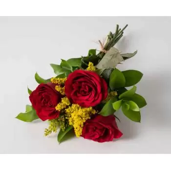 Abaiara květiny- Uspořádání 3 červených růží Květ Dodávka