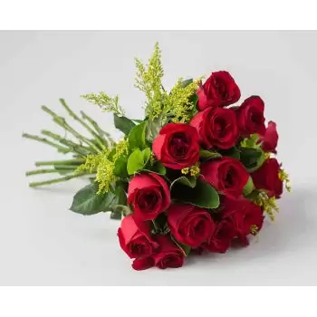 Amanhece bunga- Buket Tradisional 17 Mawar Merah Bunga Pengiriman