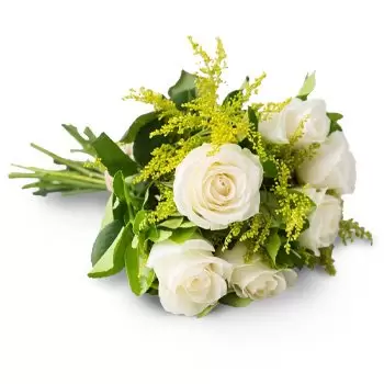 Angatuba bunga- Bouquet daripada 8 Mawar Putih Bunga Penghantaran