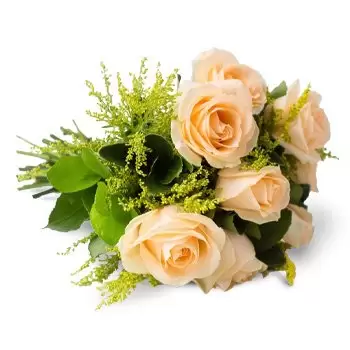 Φορταλέζα λουλούδια- Μπουκέτο από 8 τριαντάφυλλα σαμπάνιας Λουλούδι Παράδοση