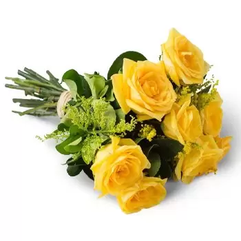 Algodao bunga- Bouquet daripada 8 Mawar Kuning Bunga Penghantaran