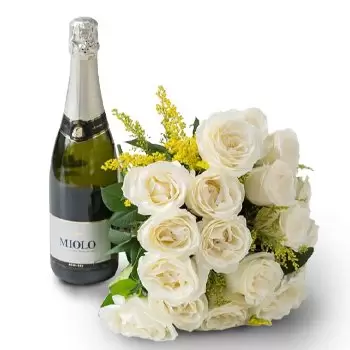Manaus flowers  -  Bouquet of 18 White Roses and Sparkling Wine Flower Delivery
