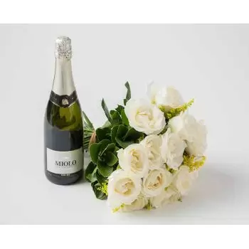 flores Abrantes floristeria -  Ramo tradicional de 16 rosas blancas y vino e Ramos de  con entrega a domicilio