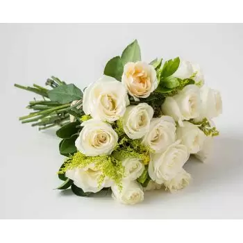 بائع زهور أبريس- باقة من 19 وردة بيضاء زهرة التسليم