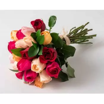 Belem Toko bunga online - Buket 24 Mawar Warna-warni Karangan bunga
