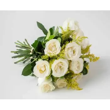Aguas Frias kukat- Kimppu 12 valkoista ruusua Kukka Toimitus