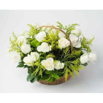 Acreuna kukat- Kori 24 valkoisella ruusulla Kukka Toimitus