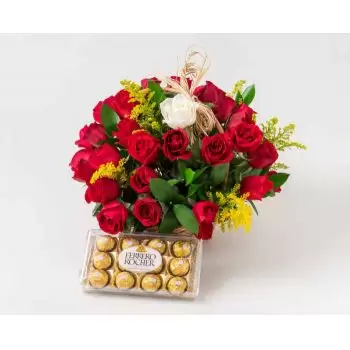 Acudina flori- Coș cu 39 trandafiri roșii și 1 trandafir sol Floare Livrare