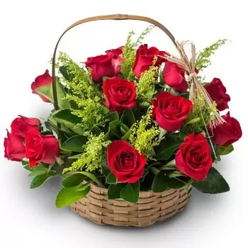 flores Fortaleza floristeria -  Cesta con 15 rosas rojas Ramos de  con entrega a domicilio