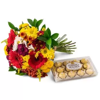 بائع زهور أغواس لينداس دي غوياس- باقة كبيرة من الزهور الملونة والشوكولاته الحق زهرة التسليم