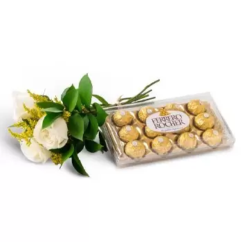 Fortaleza Floristeria online - Ramo de 3 rosas blancas y chocolate Ramo de flores
