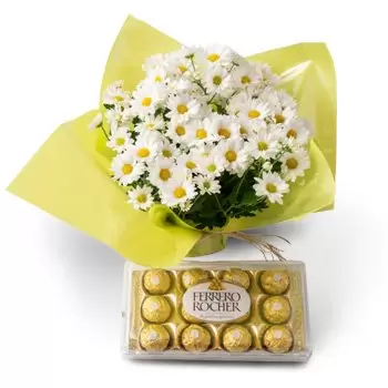 בלם פרחים- אגרטל חינניות מתנה ושוקולד פרח משלוח