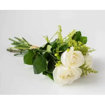 Agua Preta kukat- Kimppu 3 valkoista ruusua Kukka Toimitus