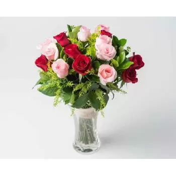 מנאוס חנות פרחים באינטרנט - 36 אגרטל של שלושה צבעים ורדים זר פרחים