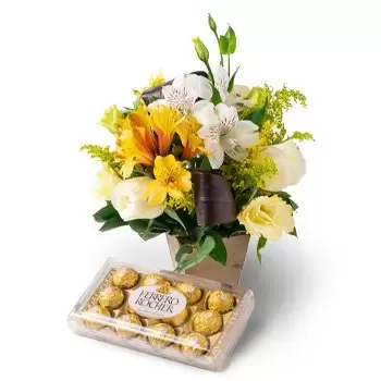 Andradas flowers  -  Arrangement of Country Flowers in Wood and Ch Delivery