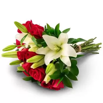 America Dourada Blumen Florist- Blumenstrauß von Lilien und roten Rosen Blumen Lieferung
