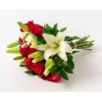بائع زهور ألفينوبوليس- باقة من الزنابق والورود الحمراء زهرة التسليم