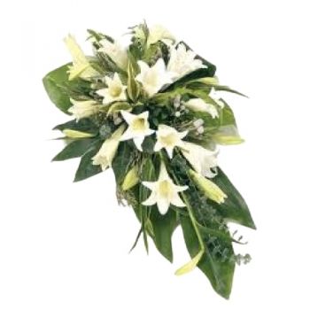 Agua Dulce flori- Buchet funerar de trandafiri albi Buchet/aranjament floral