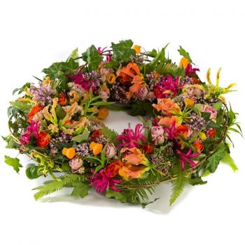 Haag Online kukkakauppias - Sekakukkien hautausseppele Kimppu