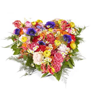 Almere Stad Online kukkakauppias - Hautajaiset vaaleanpunaiset ja sekoitetut ruu Kimppu